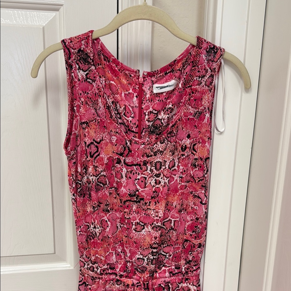 Calvin Klein Pink Animal Sleeveless Jumpsuit - Picture 2 of 9
